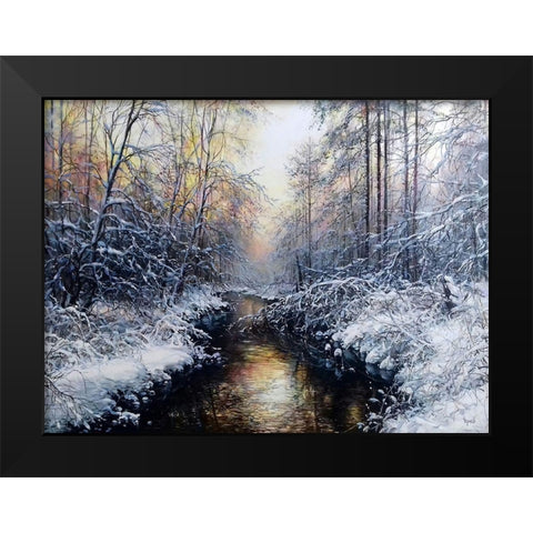 Golden February Black Modern Wood Framed Art Print by Cernov, Ivan