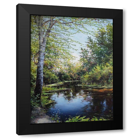 Dark River Black Modern Wood Framed Art Print with Double Matting by Cernov, Ivan