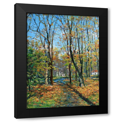 A House in the Forest Black Modern Wood Framed Art Print with Double Matting by Cernov, Ivan