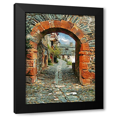Stone Gate Black Modern Wood Framed Art Print with Double Matting by Medeiros, Celito