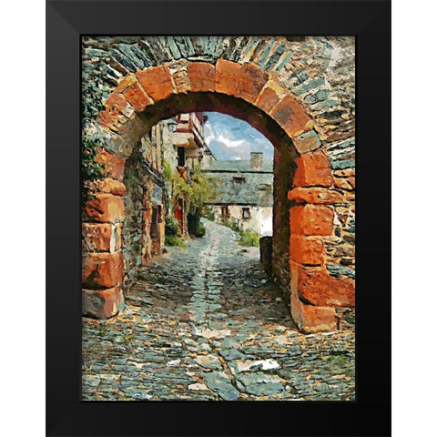 Stone Gate Black Modern Wood Framed Art Print by Medeiros, Celito