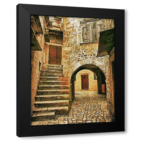 Street in Tuscany old Town II Black Modern Wood Framed Art Print with Double Matting by Medeiros, Celito