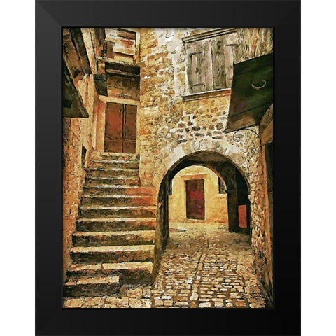 Street in Tuscany old Town II Black Modern Wood Framed Art Print by Medeiros, Celito