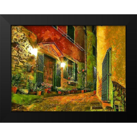 Street in Tuscany old Town IV Black Modern Wood Framed Art Print by Medeiros, Celito