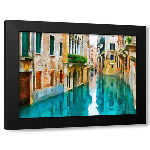Venice Canal Black Modern Wood Framed Art Print with Double Matting by Medeiros, Celito