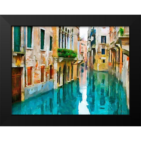 Venice Canal Black Modern Wood Framed Art Print by Medeiros, Celito