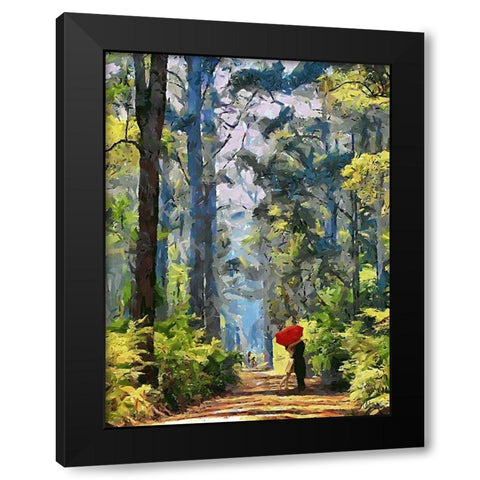 Love under Umbrella Black Modern Wood Framed Art Print with Double Matting by Medeiros, Celito