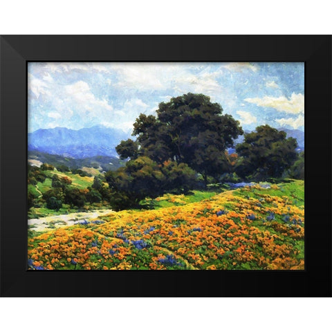 Magic Landscape Black Modern Wood Framed Art Print by Medeiros, Celito