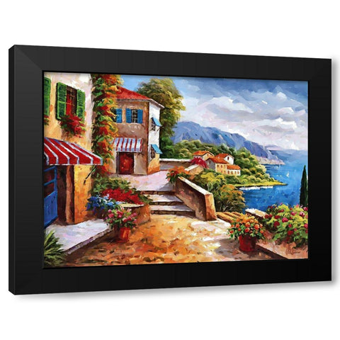 Coast in Italy II Black Modern Wood Framed Art Print with Double Matting by Medeiros, Celito