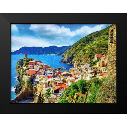 Coast in Italy VI Black Modern Wood Framed Art Print by Medeiros, Celito