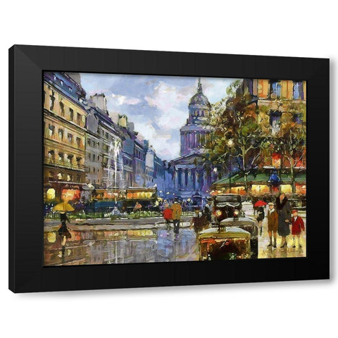 London in the Past Black Modern Wood Framed Art Print with Double Matting by Medeiros, Celito
