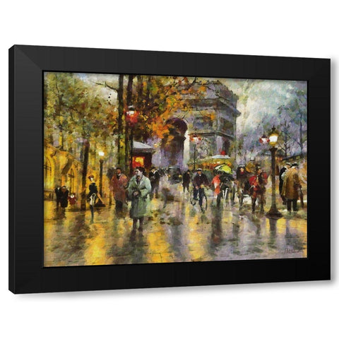 Paris in the Past Black Modern Wood Framed Art Print with Double Matting by Medeiros, Celito