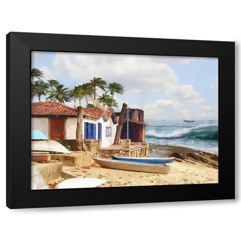 Boats in Caribic II Black Modern Wood Framed Art Print with Double Matting by Medeiros, Celito