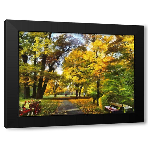 Autumn Park Way Black Modern Wood Framed Art Print with Double Matting by Medeiros, Celito