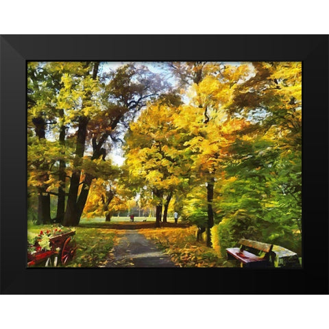Autumn Park Way Black Modern Wood Framed Art Print by Medeiros, Celito