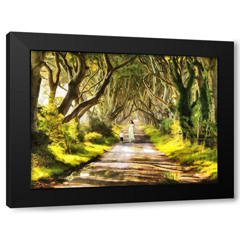 Young Lady With the Kid Black Modern Wood Framed Art Print by Medeiros, Celito