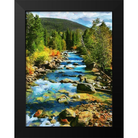 River in Bohemian Mountains Black Modern Wood Framed Art Print by Medeiros, Celito