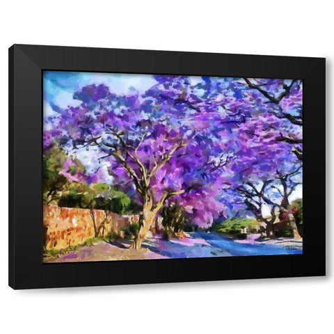 Purple Trees Black Modern Wood Framed Art Print by Medeiros, Celito