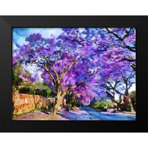 Purple Trees Black Modern Wood Framed Art Print by Medeiros, Celito