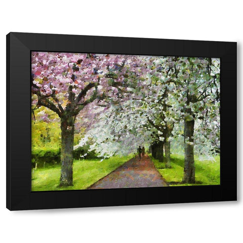 Flowering Cherries Black Modern Wood Framed Art Print by Medeiros, Celito