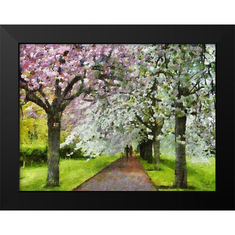 Flowering Cherries Black Modern Wood Framed Art Print by Medeiros, Celito
