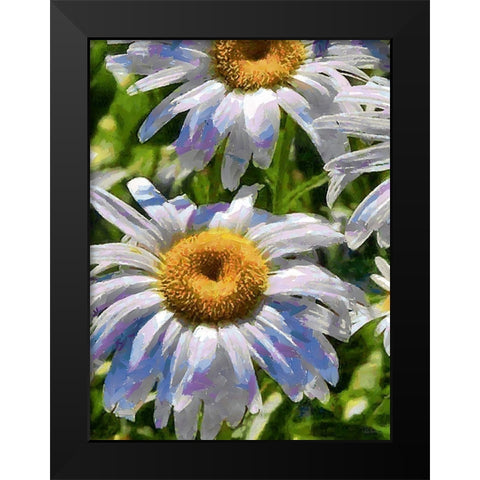 Blue Daisies Black Modern Wood Framed Art Print by Medeiros, Celito