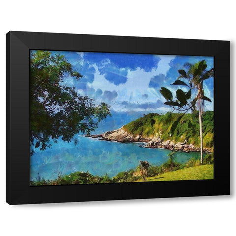 Romantic Bay Black Modern Wood Framed Art Print by Medeiros, Celito