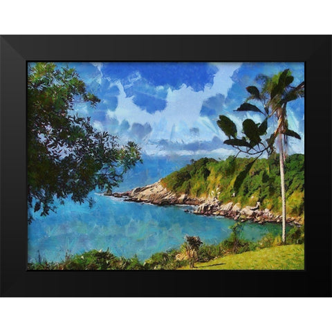 Romantic Bay Black Modern Wood Framed Art Print by Medeiros, Celito