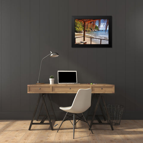 Sand Beach by the Rocks Black Modern Wood Framed Art Print by Medeiros, Celito