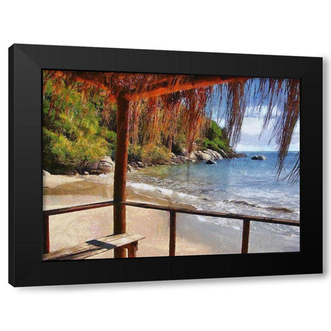 Sand Beach by the Rocks Black Modern Wood Framed Art Print with Double Matting by Medeiros, Celito