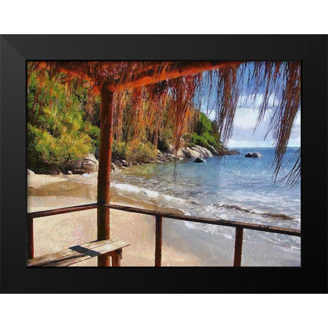 Sand Beach by the Rocks Black Modern Wood Framed Art Print by Medeiros, Celito