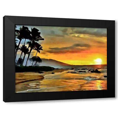 Sunset over the Sea horizontal Black Modern Wood Framed Art Print by Medeiros, Celito