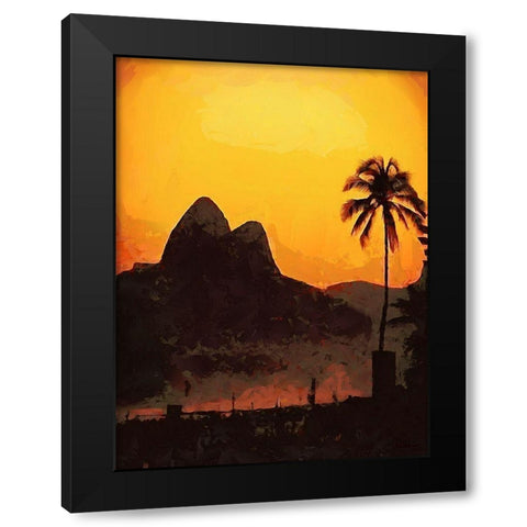 Sunset in Rio de Janeiro Black Modern Wood Framed Art Print by Medeiros, Celito