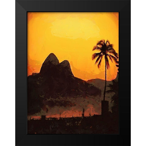 Sunset in Rio de Janeiro Black Modern Wood Framed Art Print by Medeiros, Celito