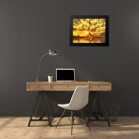 The Sun Paints the Sky Black Modern Wood Framed Art Print by Medeiros, Celito
