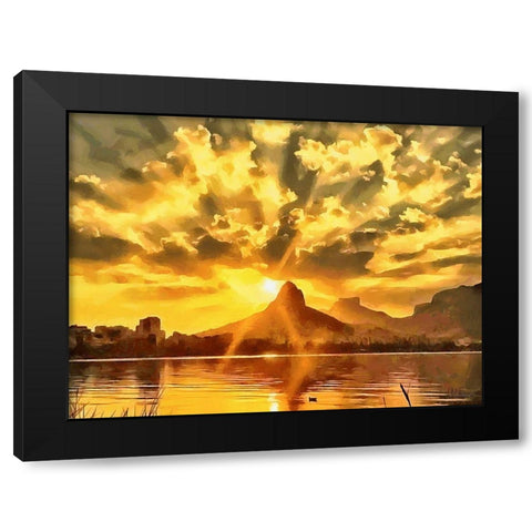 The Sun Paints the Sky Black Modern Wood Framed Art Print by Medeiros, Celito