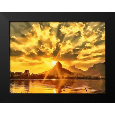 The Sun Paints the Sky Black Modern Wood Framed Art Print by Medeiros, Celito