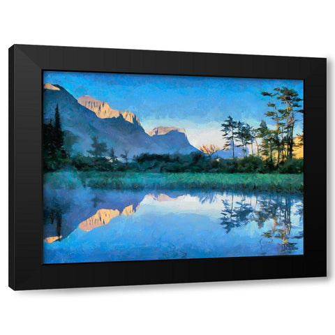 Mountains are Reflected in the Lake Black Modern Wood Framed Art Print by Medeiros, Celito