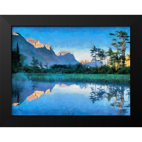 Mountains are Reflected in the Lake Black Modern Wood Framed Art Print by Medeiros, Celito
