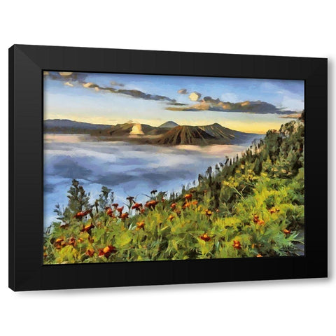 View of the Volcano Black Modern Wood Framed Art Print by Medeiros, Celito