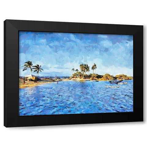 Windy Day by the Sea Black Modern Wood Framed Art Print by Medeiros, Celito