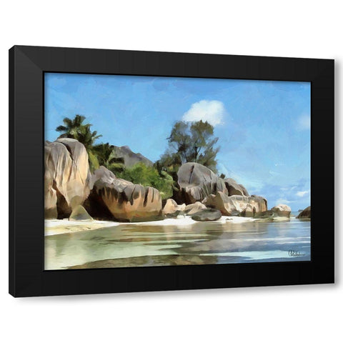 Seychelles Black Modern Wood Framed Art Print with Double Matting by Medeiros, Celito
