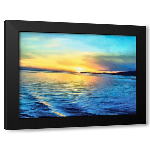 Sunset over blue Sea Black Modern Wood Framed Art Print by Medeiros, Celito