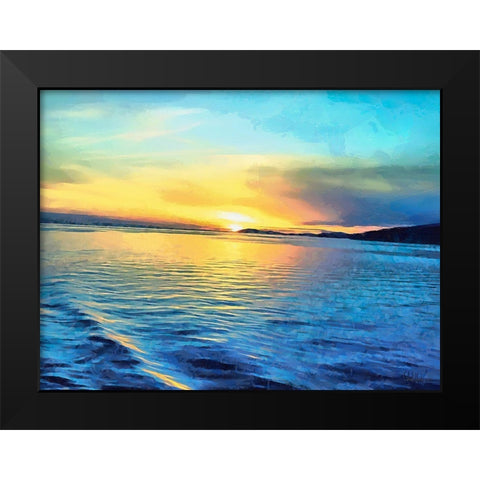 Sunset over blue Sea Black Modern Wood Framed Art Print by Medeiros, Celito