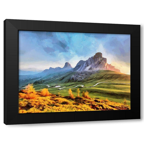 Dolomity Mountains Black Modern Wood Framed Art Print by Medeiros, Celito