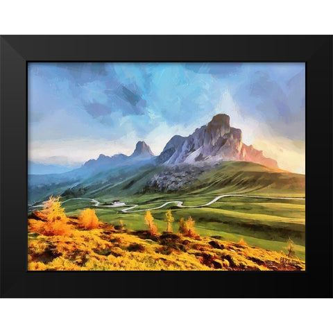 Dolomity Mountains Black Modern Wood Framed Art Print by Medeiros, Celito