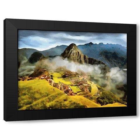 Machu Picchu Black Modern Wood Framed Art Print by Medeiros, Celito