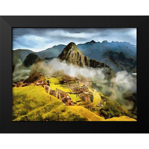 Machu Picchu Black Modern Wood Framed Art Print by Medeiros, Celito