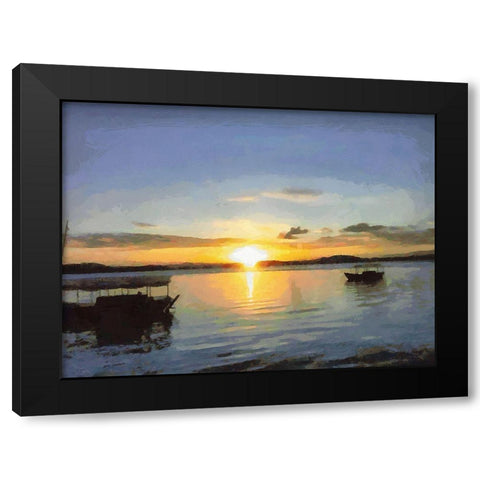 Golden Sunset Black Modern Wood Framed Art Print by Medeiros, Celito