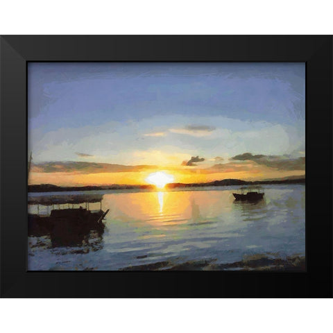 Golden Sunset Black Modern Wood Framed Art Print by Medeiros, Celito